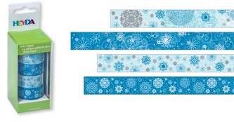 Páska lepicí papírová 4ks - vločky: 1,5cm x 5m