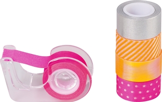 Páska papírová mini lepicí 5ks - neon: 1,2cm x 3m