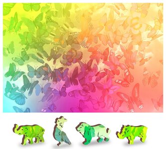 WOODEN CITY Dřevěné puzzle Motýlí sen 2v1, 75 dílků EKO