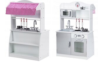 ECOTOYS Oboustranná dřevěná kuchyňka s příslušenstvím