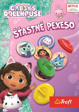 Šťastné pexeso papírové Gabby/Gabby´s Dollhouse spol. hra 48 kusů v krabičce 12x16,5x4cm