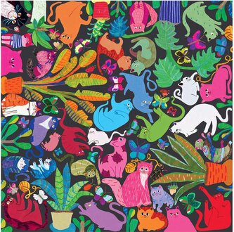 EEBOO Čtvercové puzzle Kočky v práci 1000 dílků