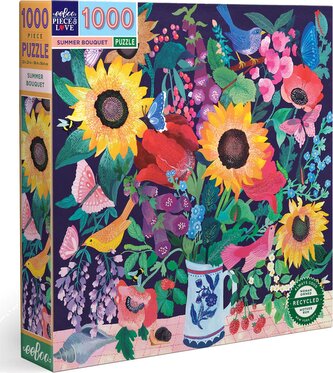 EEBOO Čtvercové puzzle Letní kytice 1000 dílků