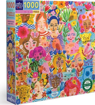 EEBOO Čtvercové puzzle Bohyně a domácí mazlíčci 1000 dílků
