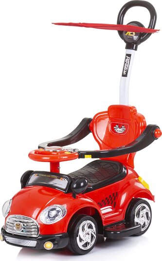 CHIPOLINO Odrážedlo se stříškou a vodící tyčí Super car Red