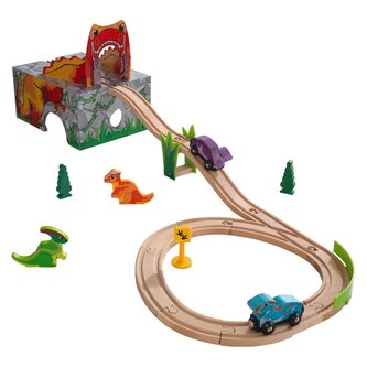 KIDKRAFT Dřevěná vláčkodráha - T-Rexova strašidelná jeskyně