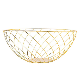 KOŠÍK METALOVÝ S MOTÝLKEM 28X12CM ZLATÝ