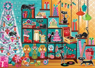 COBBLE HILL Puzzle Vánoční kočky1000 dílků