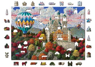 WOODEN CITY Dřevěné puzzle Zámek Neuschwanstein 2v1, 1010 dílků EKO