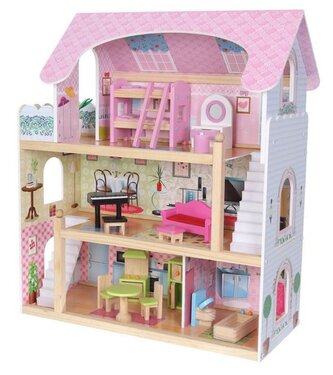 ECOTOYS Domeček pro panenky Pohádková rezidence s vybavením