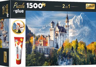 TREFL Sada 2v1 puzzle Zámek Neuschwanstein na podzim 1500 dílků s lepidlem