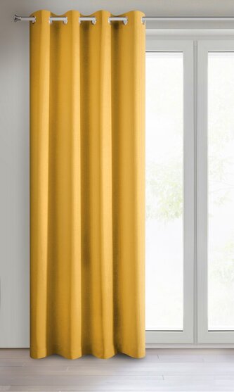 Dekorační jednobarevné závěs s kroužky EASY TOP mustard/hořčicová 1x140x250 cm (cena za 1 kus) MyBestHome