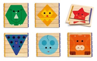 DJECO Dřevěné puzzle Barevná zvířata