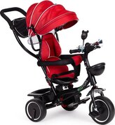 ECOTOYS Tříkolka se střechou a vodící tyčí červeno-černá