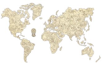 WOODEN CITY Dřevěná mapa se zvířátky velikost M (57x38cm)