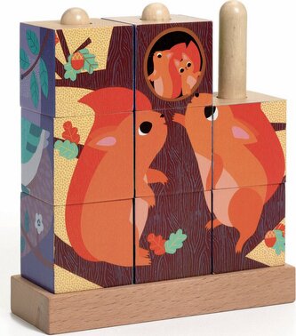 DJECO Dřevěné nasouvací kostky Les