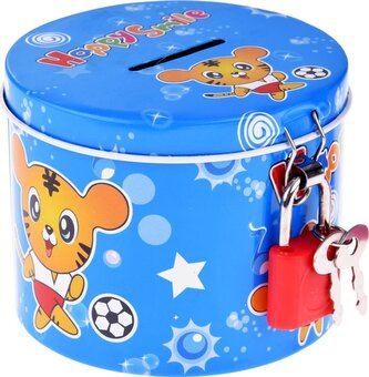 Plechová pokladnička - modrá