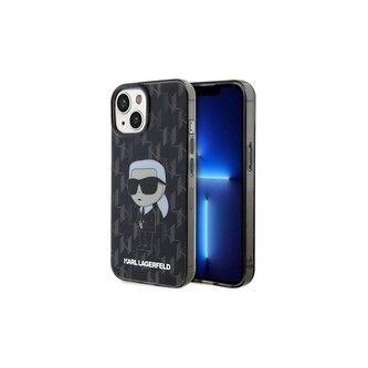 Karl Lagerfeld Monogram Ikonik zadní kryt pro iPhone 15 černý