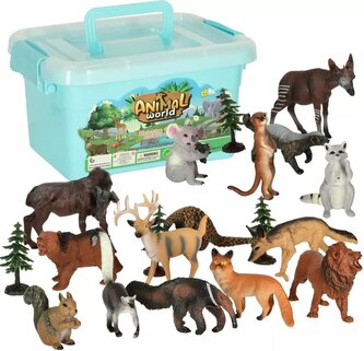 KIK Sada figurek Zvířata v ZOO 19ks v boxu