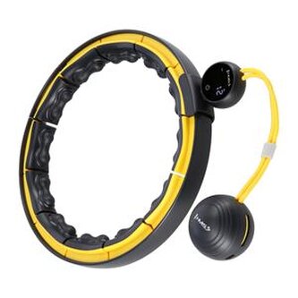 HHM21 ČERNÁ/ŽLUTÁ HULA HOOP OBRUČ SE ZÁVAŽÍM, MAGNETY A POČÍTADLEM HMS 