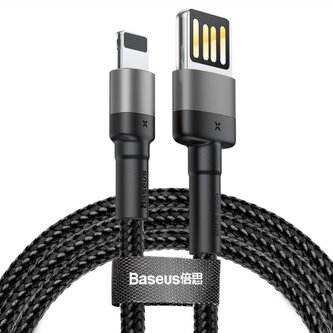 Baseus CALKLF-GG1 Cafule Kabel USB to Lightning Double Sided 2.4A 1m Grey/Black (Pošk. Balení)