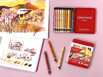 Olejové pastely "Neocolor II", edice Beya Rebaï, 10 teplých barev, kovový box, CARAN D'ACHE 7500.410