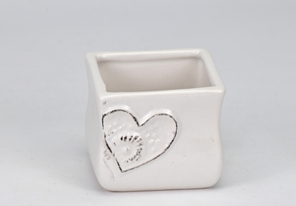 Keramický květináč se srdíčkem II. jakost 6,5x7,5x7,5 cm