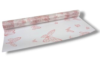 Floristická fólie průsvitná design motýlci starorůžová