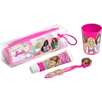 Barbie set zubní kartáček + kelímek + pasta