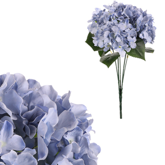 Hortenzie, kytice, 5 květů - barva světle modrá.
