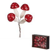 Houby na drátku, barva tmavě červená, cena za krabičku (24 ks).