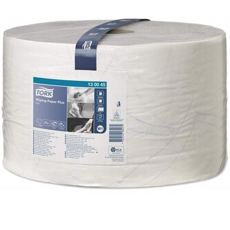 Utěrky papírové Tork Plus, 1500 útržků, 34 x 23,5 cm, 510 m, 2 vr., bílé, W1