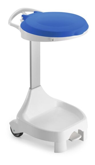 Stojan Smile, pro pytel 120 l, podvozek s pedálem, 2 kolečka, modré víko