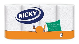 Utěrky kuchyňské Nicky, 48 útržků, 20,8 x 21 cm, 10 m, 2 vr., bílé, 4 ks