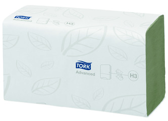 Ručníky skládané Tork Advanced ZZ, 2 vr., zelené, 3750 ks, H3