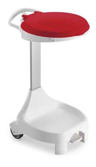 Stojan Smile, pro pytel 120 l, podvozek s pedálem, 2 kolečka, červené víko
