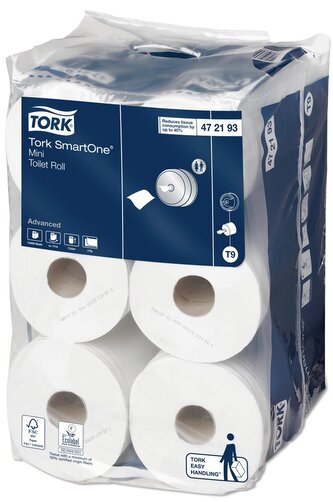 Toaletní papír s vnitřním odvíjením Tork SmartOne, mini, 2 vr., recykl, 111,6 m, 12 ks, T9