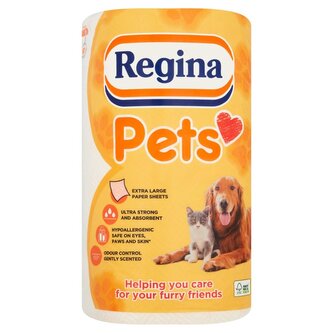 Utěrky papírové Regina Pets, 72 útržků, 28,8 x 42 cm, 30 m, 3 vr., oranžovobílé, 1 ks