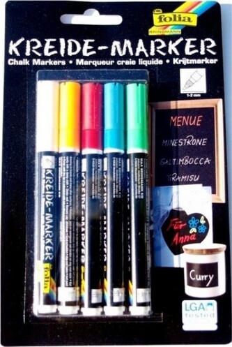 Křídové fixy, v balení 5 ks, 5 barev