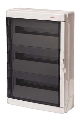 Rozvaděč AcquaPLUS 39054 IP65, 54mod. (3x18), na omítku, průhl. dveře, 639x430x160mm