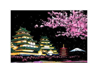 Škrabací obrázek v tubě- Fudži, Japonsko 75x52 cm