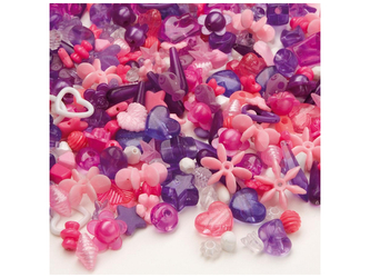 Korálky plastové 1000ks růžovofialové