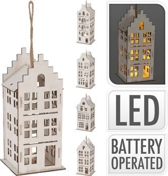 Domek dřevo šedý LED větší