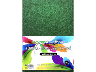Třpytivá pěnovka - 10 ks, Zelená, A4 - cca 2 mm