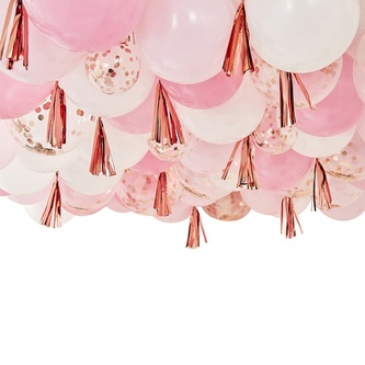 Sada na balonkový strop - Pink Blush se střapci 160 ks