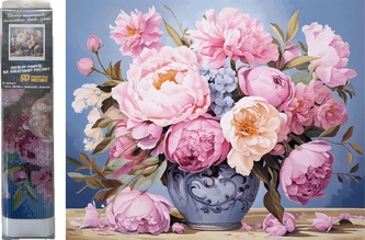 Diamantový obrázek - Pivoňky ve váze 30 x 40 cm