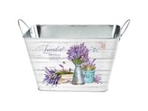 Květináč plechový  263x176x155mm hranatý s uchy Levandule, barevný
