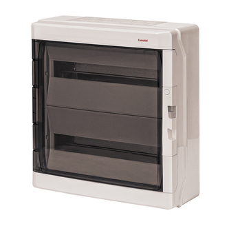 Rozvaděč AcquaPLUS 39036 IP65, 36mod. (2x18), na omítku, průhl. dveře, 464x430x160mm Rozvaděč AcquaPLUS 39036 IP65, 36mod. (2x18), na omítku, průhl. dveře, 464x430x160mm