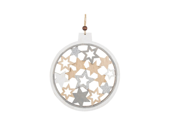 Baňka dřevěná vyřezávaná 16 cm, bílá