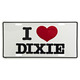 Cedule plechová Licence I Love Dixie - bílá-černá